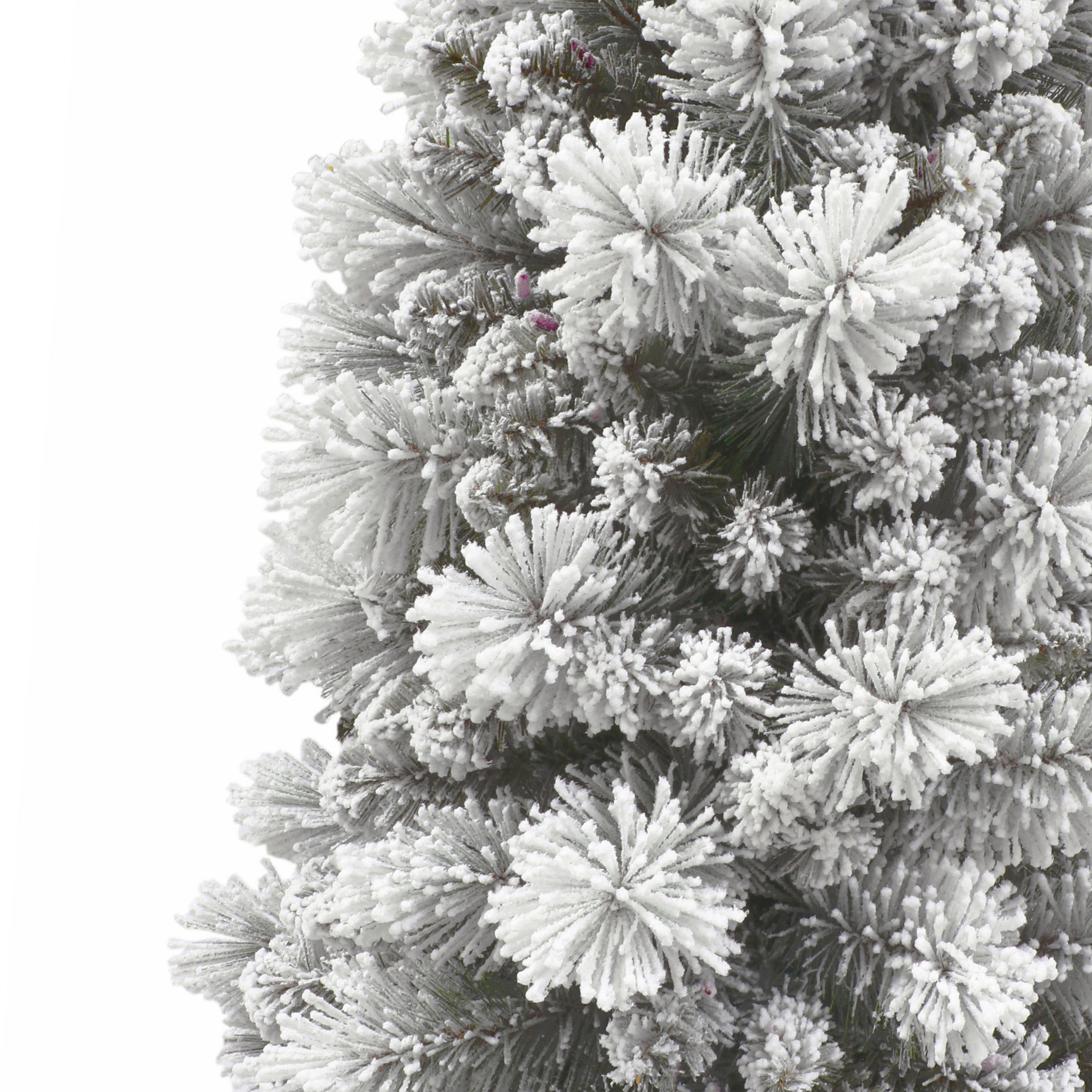 6.5ft Pre-lit Flocked Portland Pine Pencil Christmas Tree